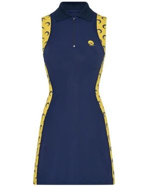 Marine Serre Moon-Print Sleeveless Mini Dress - Blue