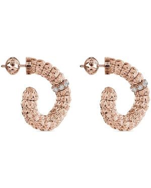Officina Bernardi 18Kt Rose Enigma Diamond Hoop Earrings - Pink