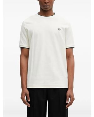 Fred Perry Logo-Embroidered T-Shirt - White