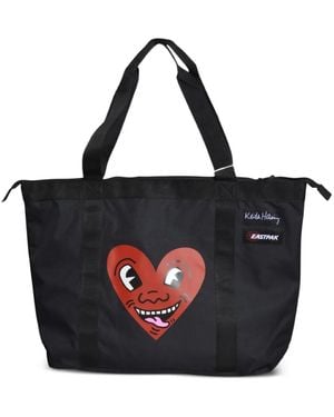 Eastpak Keith Haring Heart-Print Tote Bag - Black