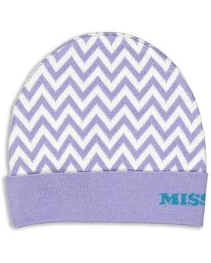 Missoni Zigzag-Knit Beanie Hat - Purple