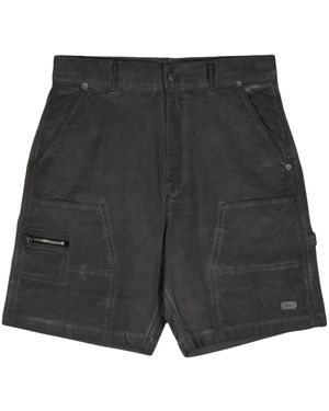 Izzue Logo-Plaque Faded-Effect Cargo Shorts - Grey
