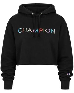Champion Felpa Reverse Weave Crop Con Cappuccio - Nero