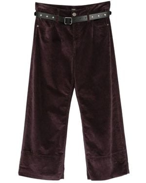 Pinko Pantalon Ceinturé En Velours Côtelé - White
