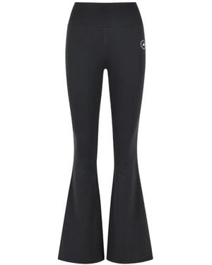 adidas Contrasting Logo Flared Trousers - Black