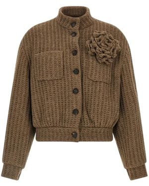 GIUSEPPE DI MORABITO Gestrickte Jacke mit Blumendetail - Braun