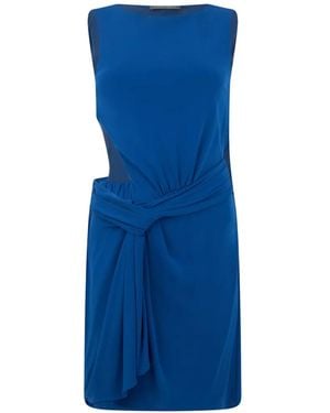 Alberta Ferretti Knot-Detail Sleeveless Party Dress - Blue
