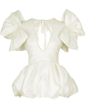 Celiab Willem puff-sleeved peplum top - Blanco