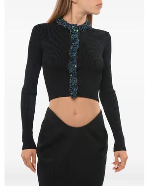 Balmain Geribbeld Vest Verfraaid Met Pailletten - Zwart
