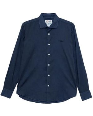 MC2 Saint Barth Logo-Embroidered Cotton Shirt - Blue