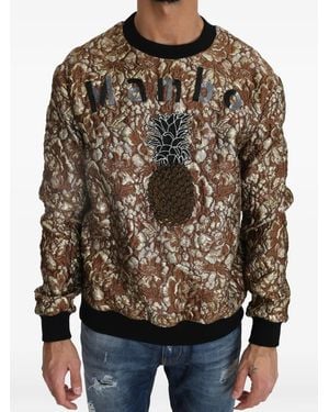 Dolce & Gabbana Mambo Embroidered Jacquard Sweatshirt - Brown