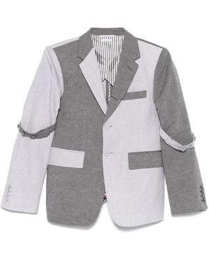 Thom Browne College Stripe Linen Cotton Sport Blazer - Gray