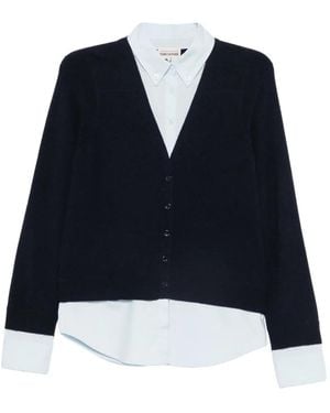 Semicouture Cardigan Im Layering-Look - Blau