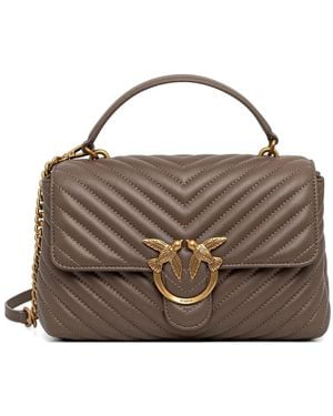 Pinko Chevron Logo-Buckle Crossbody Bag - Brown