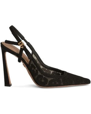 Dolce & Gabbana 105Mm Leopard-Lace Slingback Pumps - Black