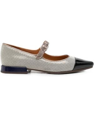 Chie Mihara Gallet Buckle-Fastening Cap-Toe Ballet Flats - White
