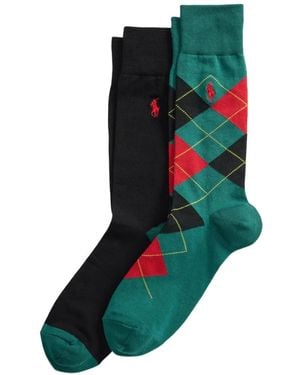 Polo Ralph Lauren Pony-Embroidered Argyle Socks - Green