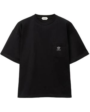 Versace Camiseta De Jersey De Algodón Con Bordado - Negro