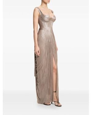 Maria Lucia Hohan Anais Pleated Lace-Up Maxi Dress - Natural
