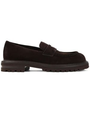 Giorgio Armani Suede Chunky-Sole Loafers - White