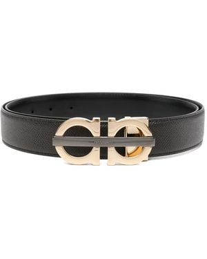 Ferragamo Ceinture En Cuir À Boucle Gancini - Blanc