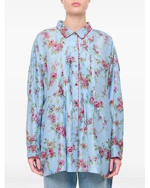 Péro Chemise À Fleurs - Bleu