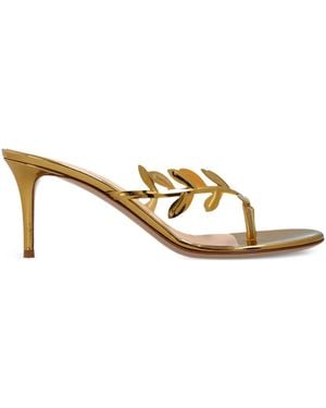 Gianvito Rossi Leaf-Motif Heeled Mules - Metallic