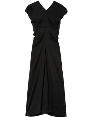 Jil Sander Gathered-Detail Satin-Finish Gown - Black