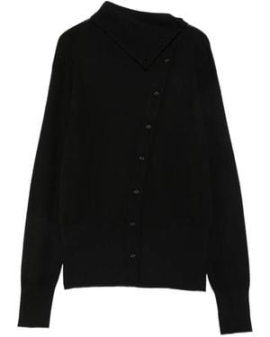 Juun.J Asymmetric Button-Fastening Cardigan - Black
