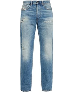 DIESEL Cerulean Ripped Jeans With Classic Five-Pocket Design - Blue