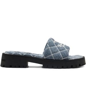 Marc Jacobs The Quilted Denim Slides - Blue