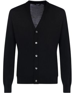 Franzese Collection V-Neck Ribbed Cardigan - Black