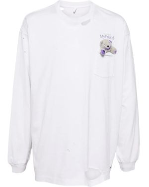 Doublet My Friend T-Shirt Met Gerafeld Effect - Wit