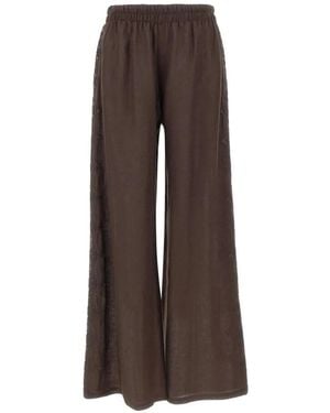 Maurizio Mykonos Elasticated-Waist Lace Trousers - Brown