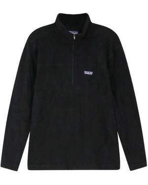 Patagonia Micro D Logo-Patch Quarter-Zip Sweatshirt - Black