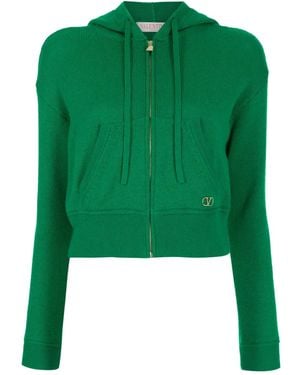 Valentino Garavani Logo-Plaque Cashmere Hoodie - Green