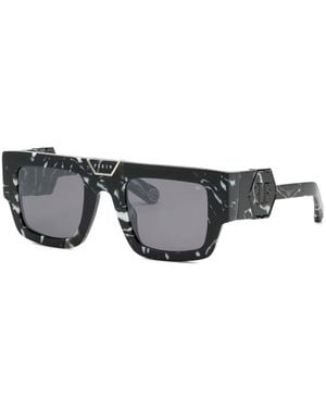 Philipp Plein Marbled Square-Frame Sunglasses - Grey