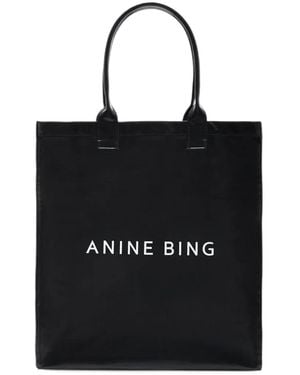 Anine Bing Leonie Coated Canvas Tote - Black