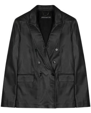 Department 5 Double-Breasted Leather Blazer - Black