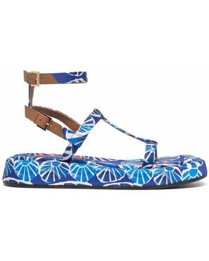La DoubleJ Jazzy Seashell-Print Sandals - Blue