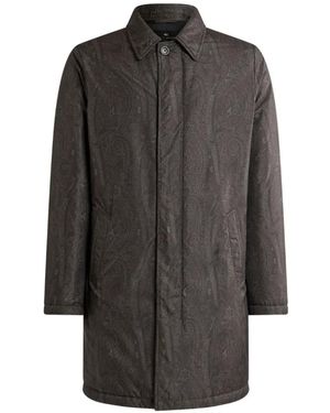 Etro Padded Raincoat With Arnica Motif - Grey