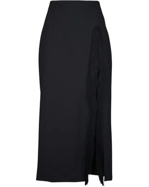 Lela Rose Fringe-Detail Midi Skirt - Black
