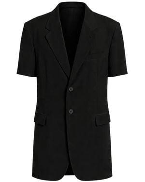 Yohji Yamamoto Veste À Manches Courtes Et Revers Crantés - Black