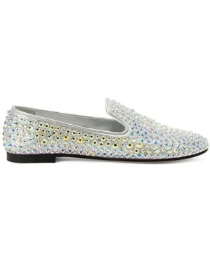 Giuseppe Zanotti Mocasines Evangeline Con Apliques De Strass - Blanco