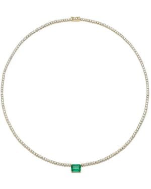Anita Ko Hepburn Emerald And Diamond Choker Necklace - Metallic