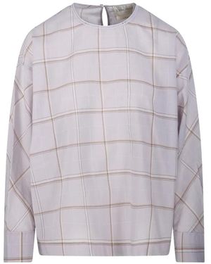 forte_forte Plaid-Pattern Blouse - Grey