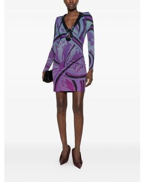 PUCCI Printed Embellished Mini Dress - Purple
