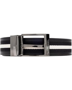 Bally Shiffie Striped Reversible Belt - White