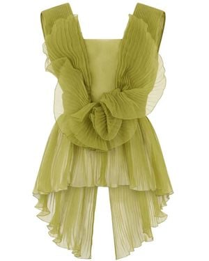 Alberta Ferretti Bow-Detail Pleated Top - Green