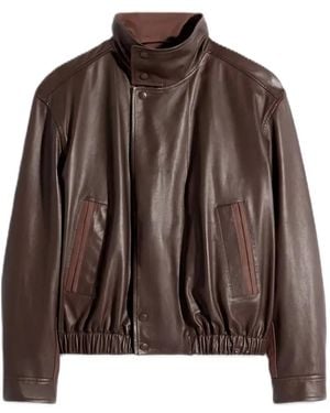 Lemaire Leather Bomber Jacket - Brown